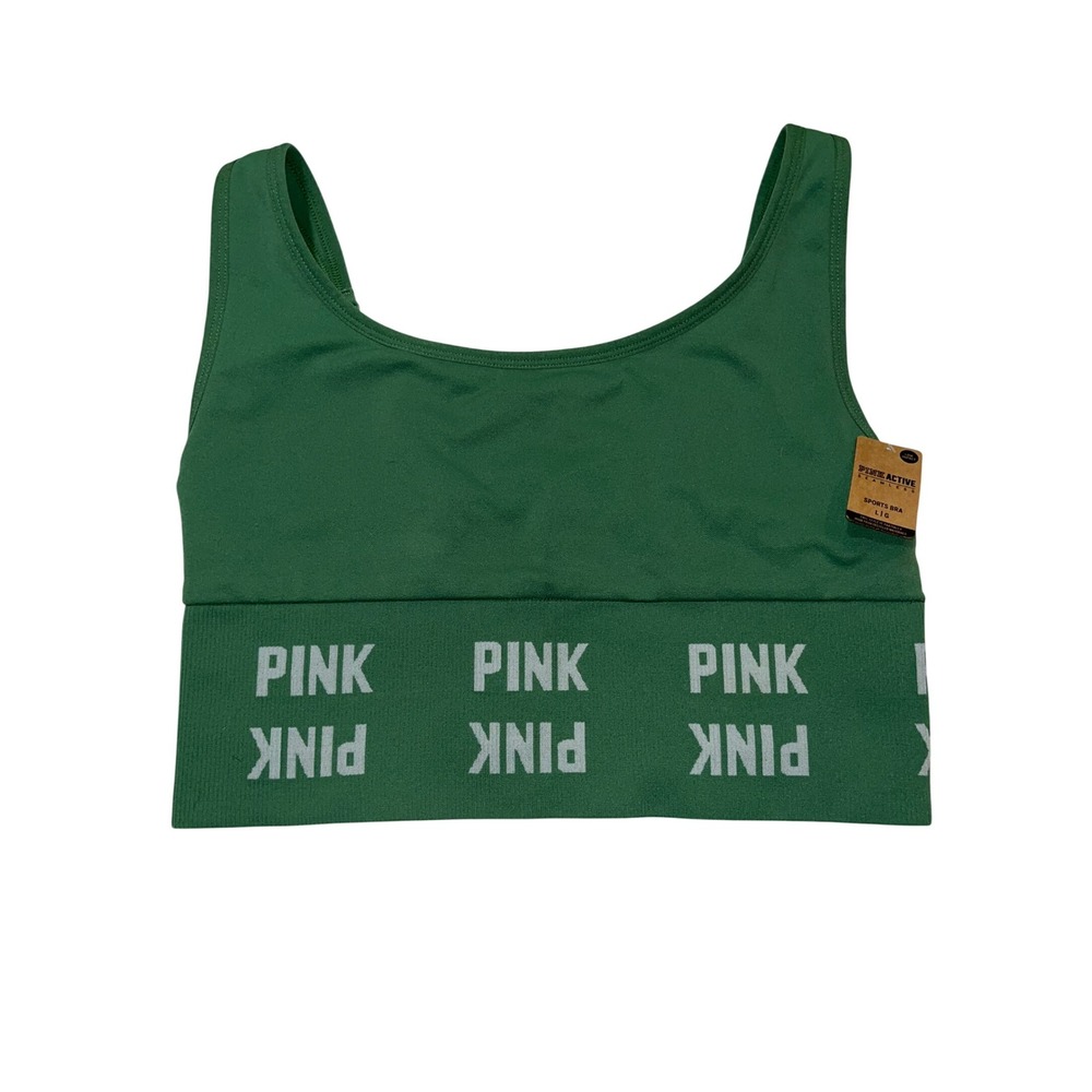Victoria's Secret PINK Seamless Scoop Neck Sports Bra Green Women's Size L